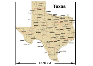 Размер штата Техас